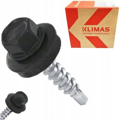 Samořezný střešní farmářský šroub KLIMAS 4,8 x 25 SW8 RAL 7016 Antracitově šedý s podložkou EPDM (250 ks/bal)