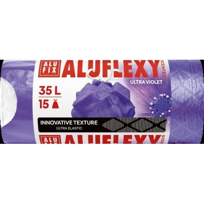 ALUFIX Vrecia na odpadky zaťahovacie LDPE parfumované 35 l 15 ks 20µm Aluflexy fialové