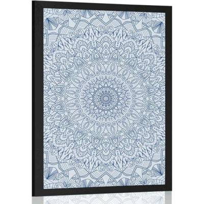 Plakát detailní ozdobná Mandala v modré barvě - 60x90 no frame