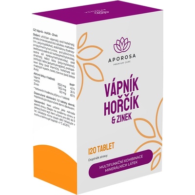 Aporosa prémiový Vápník + Hořčík + Zinek 120 tablet