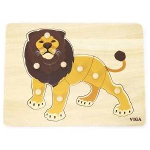 Vigan VIGA Wooden Puzzle Montessori Lion with Pins