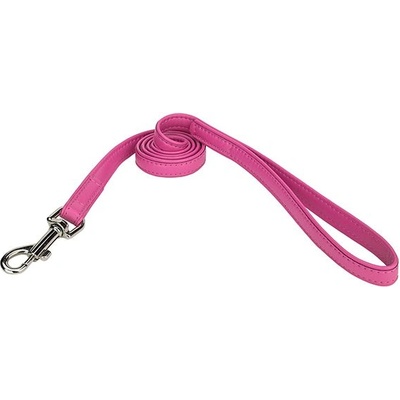 COLLAR Плосък кожен повод 122см, 25мм - розов