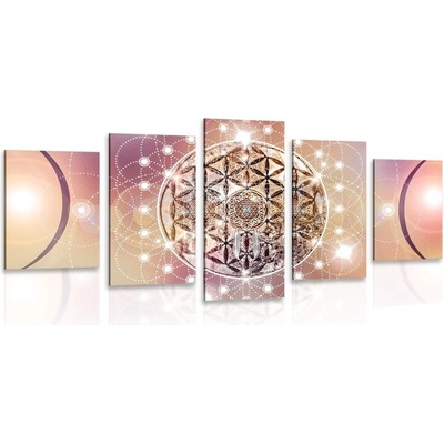 5-dílný obraz okouzlující Mandala - 150x75