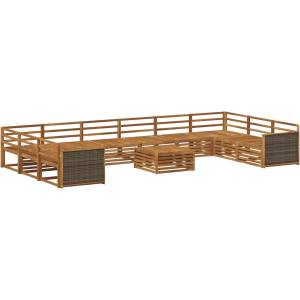 vidaXL Комплекти дивани 11 бр. Солидно акациево дърво (3383917)