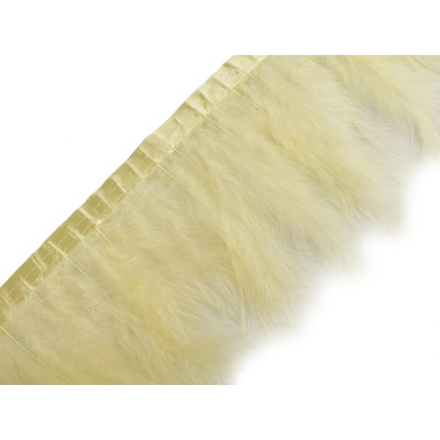 Prýmek - krocaní peří šíře 9-12 cm krémová světlá 2 m
