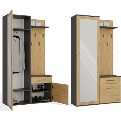 Předsíňová stěna Shoptop se zrcadlem a šuplíky DUO – Sleviste.cz