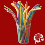Palm Гъвкави сламки от хартия 6 мм x 22 см, Многоцветни - 200бр/пакет