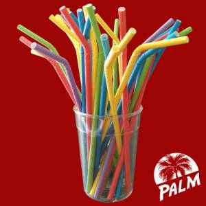 Palm Гъвкави сламки от хартия 6 мм x 22 см, Многоцветни - 200бр/пакет