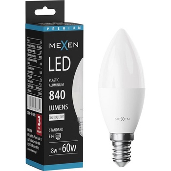 Mexen Nova LED крушка E14, C37, 8W, Неутрална - 4000K, 840 lm - L102-E14-0840-01 (L102-E14-0840-01)