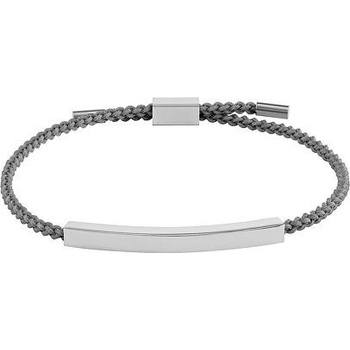 Silvego Šnúrkový náramok Bitsi prepletený sivý s doštičkou z chirurgickej ocele RRC1316