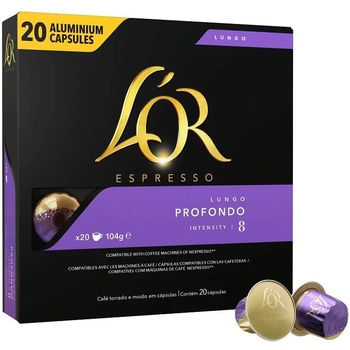 L'OR L´OR Lungo Profondo Intensity 8 - 20 алуминиеви капсули, съвместими с кафе машини Nespresso®*