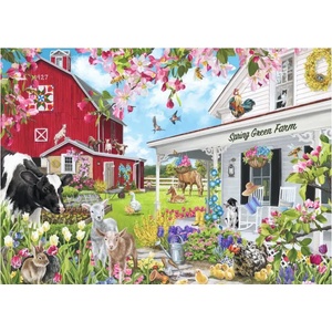 Bluebird Puzzle - Puzzle Spring Green farm - 500 piese