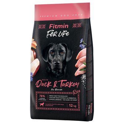 Fitmin 2x12кг Dog For Life Fitmin, суха храна за кучета - патешко и ориз