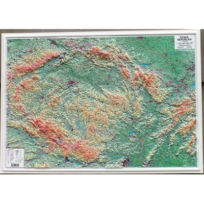 Česká republika - plastická mapa 103 x 73 cm v dřevěném rámu
