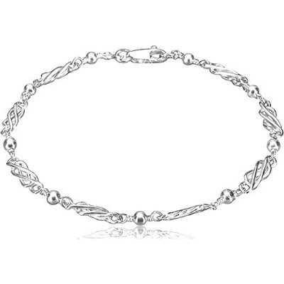 Šperky eshop stříbrný náramek ornamentálně propletené linie zrcadlově lesklé kuličky R43.10