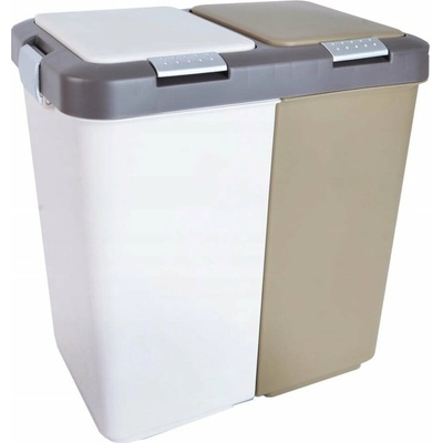 Orion Bielo-béžový plastový odpadkový kôš na triedený odpad 2 x 20 l Duo Dust