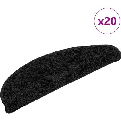 vidaXL Schodové rohože 20 ks 56 x 17 x 3 cm černé, půlkulaté
