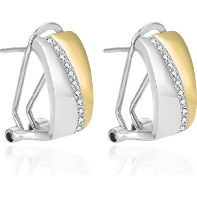 AGATO Elegantní stříbrné náušnice v bicolor provedení AGT-E029KKW-2T