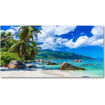 Foto obraz sklo tvrzené Seychely pláž 100x50 cm