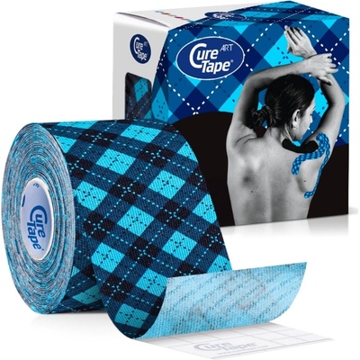 CureTape Art kineziologický tejp Tartan Blue 5 cm x 5 m