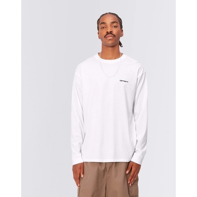 Carhartt WIP L/S Script Embroidery T-Shirt White Black