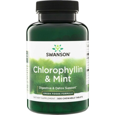 Swanson Chlorofyl + Máta 500 cucací tablety