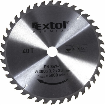 EXTOL PREMIUM pilový kotouč s SK plátky, 300x2,2x30mm, 40T, šířka SK plátků 3,2mm