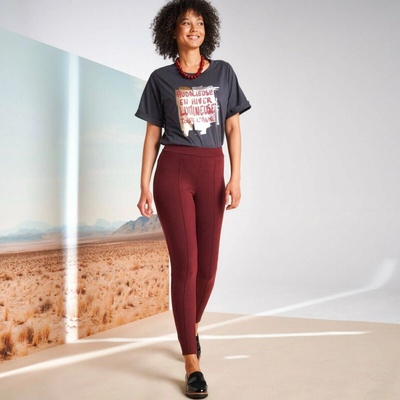 Legíny s prešitými skladmi bordó Blancheporte