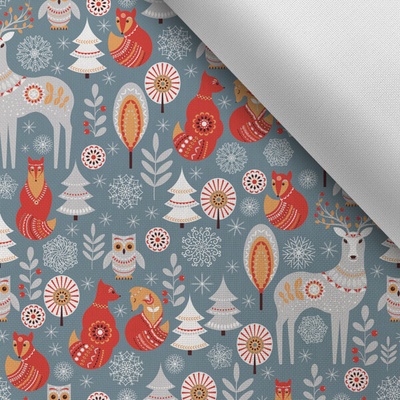 Takoy Látka s potiskem kočárkovina TD/NS winter animals grey