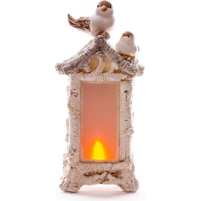MagicHome Dekorácia Vtáci na kozube 12 LED 3xAAA keramika 21x15x44 cm