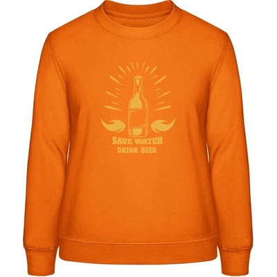 AWDis Sweat mikina Nápis Save Water Drink Beer Orange Crush