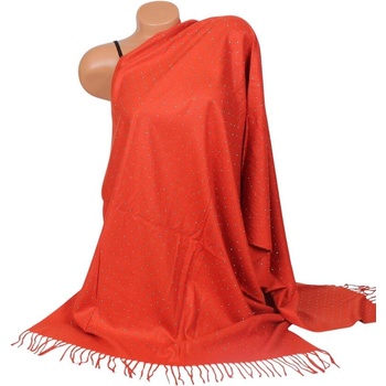 Кашмирен шал в керемиден цвят с камъчета