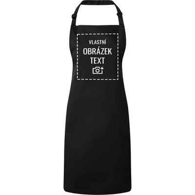 Bezvatriko.cz Zástěra s laclem s vlastním potiskem Černá Unisex Canvas Zástěra s laclem