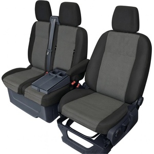  2+1 Комплект Тапицерия за Ford Transit Custom 2013-2023 с отвор на двойната седалка - черно