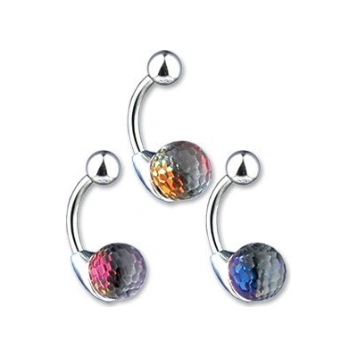 Šperky eshop piercing do pupíku křišťálová koule barevný odlesk Y9.12 zelená