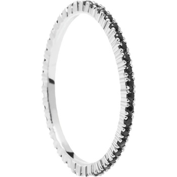 PD Paola Minimalistický prsten ze stříbra s černými zirkony Black Essential Silver AN02 348