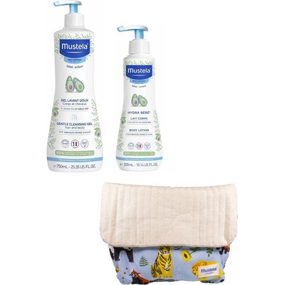 Mustela Промо комплект Mustela Hydra Bebe - Лосион за тяло, измиващ гел + раничка