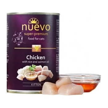 nuevo Cat Chicken -Консервирана храна с пилешко месо и ориз, за подрастващи котки - 400 гр