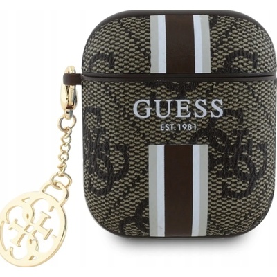 Guess GUA2P4RPSW калъф за AirPods 1/2 кафяв с щамповани ивици 4G Charm