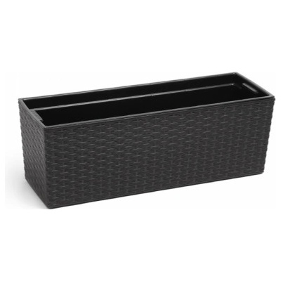 Nohel Garden Truhlík Begonia RATTAN plastový černý 56x19x19cm