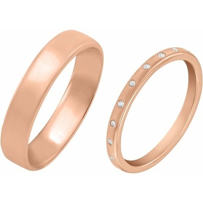 Eppi Zlatá eternity obrúčka s lab grown diamantmi a pánsky komfortný prsteň Ivili RW46954