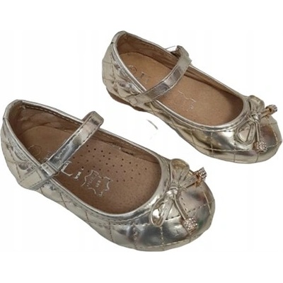 Dívčí boty balerínky zlaté baletky na suchý zip