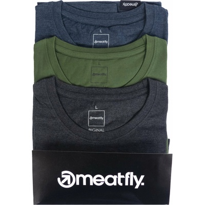 Meatfly опаковка мъжки тениски Basic Multipack Charcoal Heather/Olive/Navy Heather | Сива | Размер Meatfly | Siv | МЪЖЕ | S