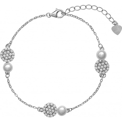 Again Jewelry strieborný náramok so zirkónmi a perlami AJNR0011