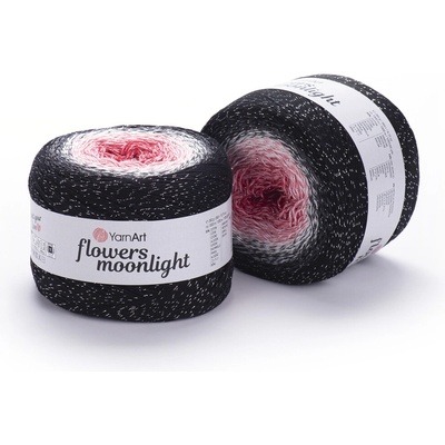 Yarn Art Příze Flowers Moonlight 3260 červená, růžová, šedá, černá