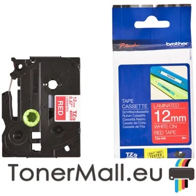 Brother Tape White on Red Brother TZ-435