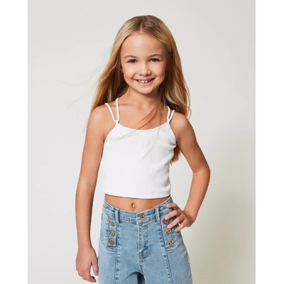 Twinset tílko se špagetovými ramínky žebro smetanové – Zboží Dáma