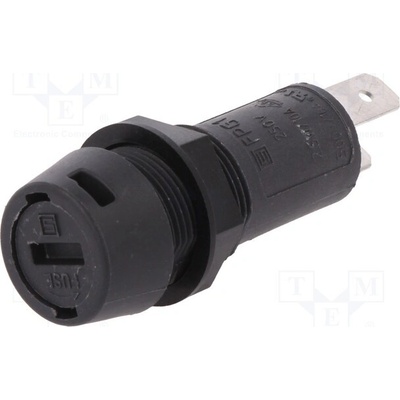 SCHURTER 3101.0210 Zásuvka; 5x20mm; 10A; 250VAC; FPG1; na panel; černá; UL94V-0; IP40