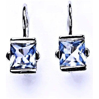 Čištín stříbrné náušnice na patent syntetický akvamarin VE182