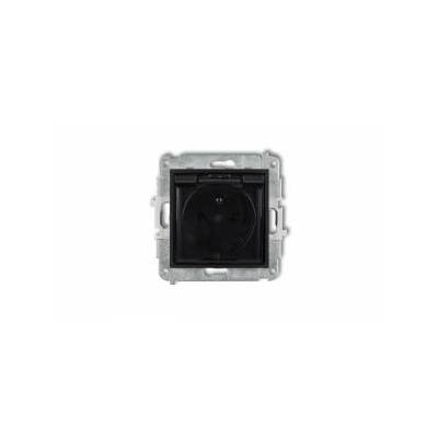 MINI Splash proof socket with/u IP44 with screens smoke flap matt black 12MgPB-1ZDP